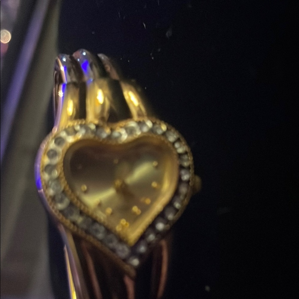 Heart-Shaped Gold tone and diamond watch bracelet